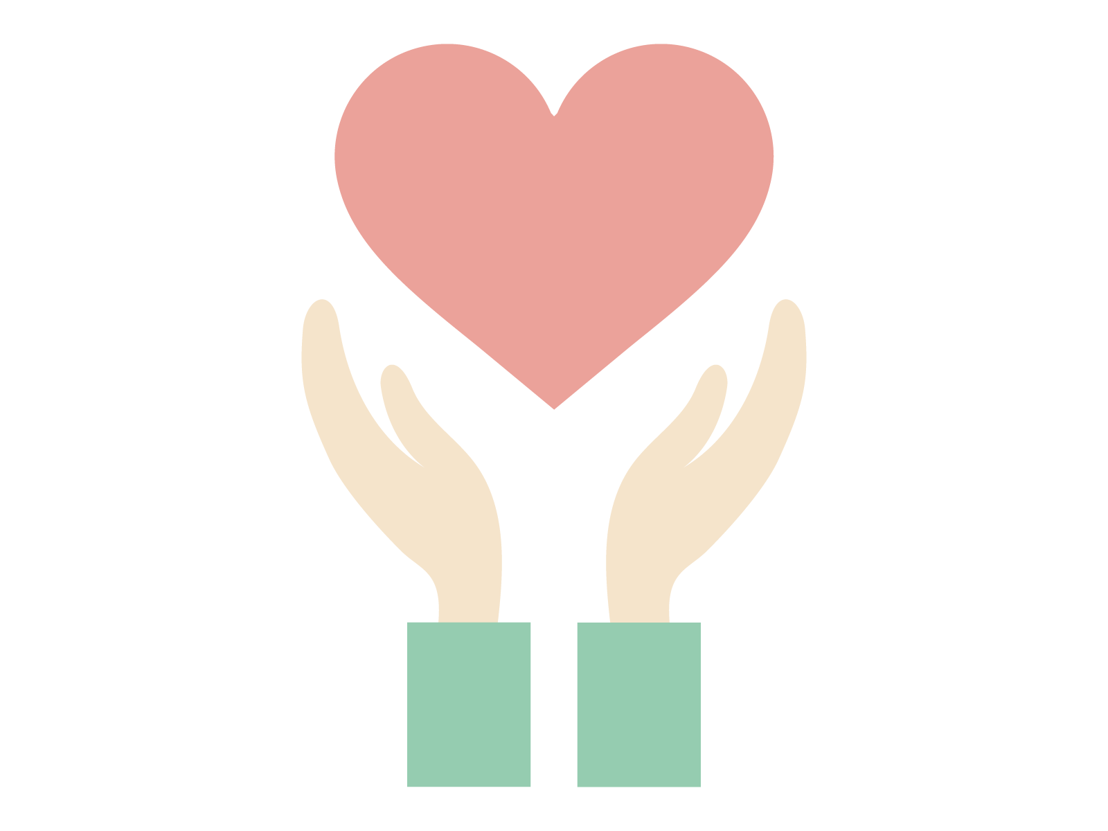 安心のイメージ（両手とハート）